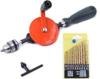Vista 1 de Swpeet Powerful Speedy Hand Drill 1/4-Inch Capacity with 13Pcs Drill Bit Set, Mini Hand Drill Manual ¼ inch with Finely Cast Steel Double Pinions