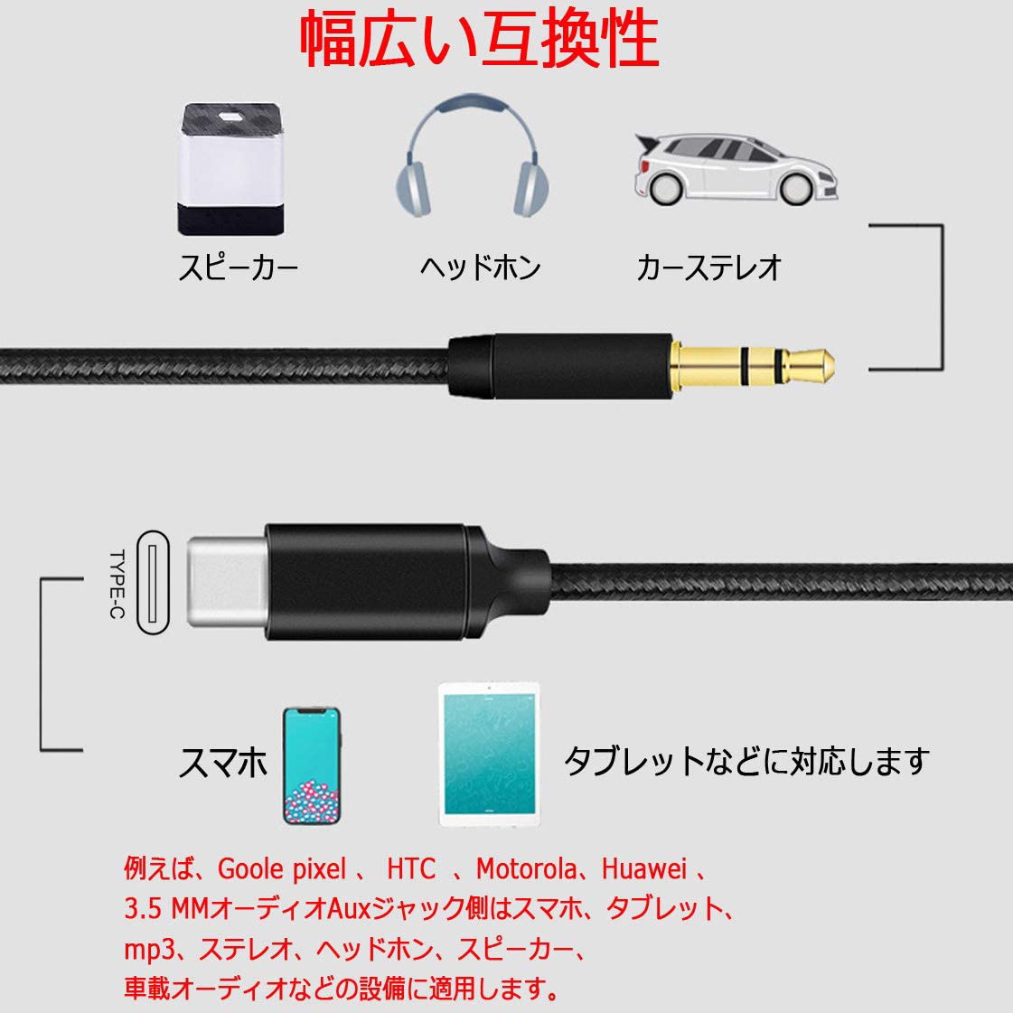 ワイヤレススピーカー USB-C AUX端子 Amazon.co.jp: 車 用 タイプC 3.5mmオス 変換 ケーブル 1M スマホ 車