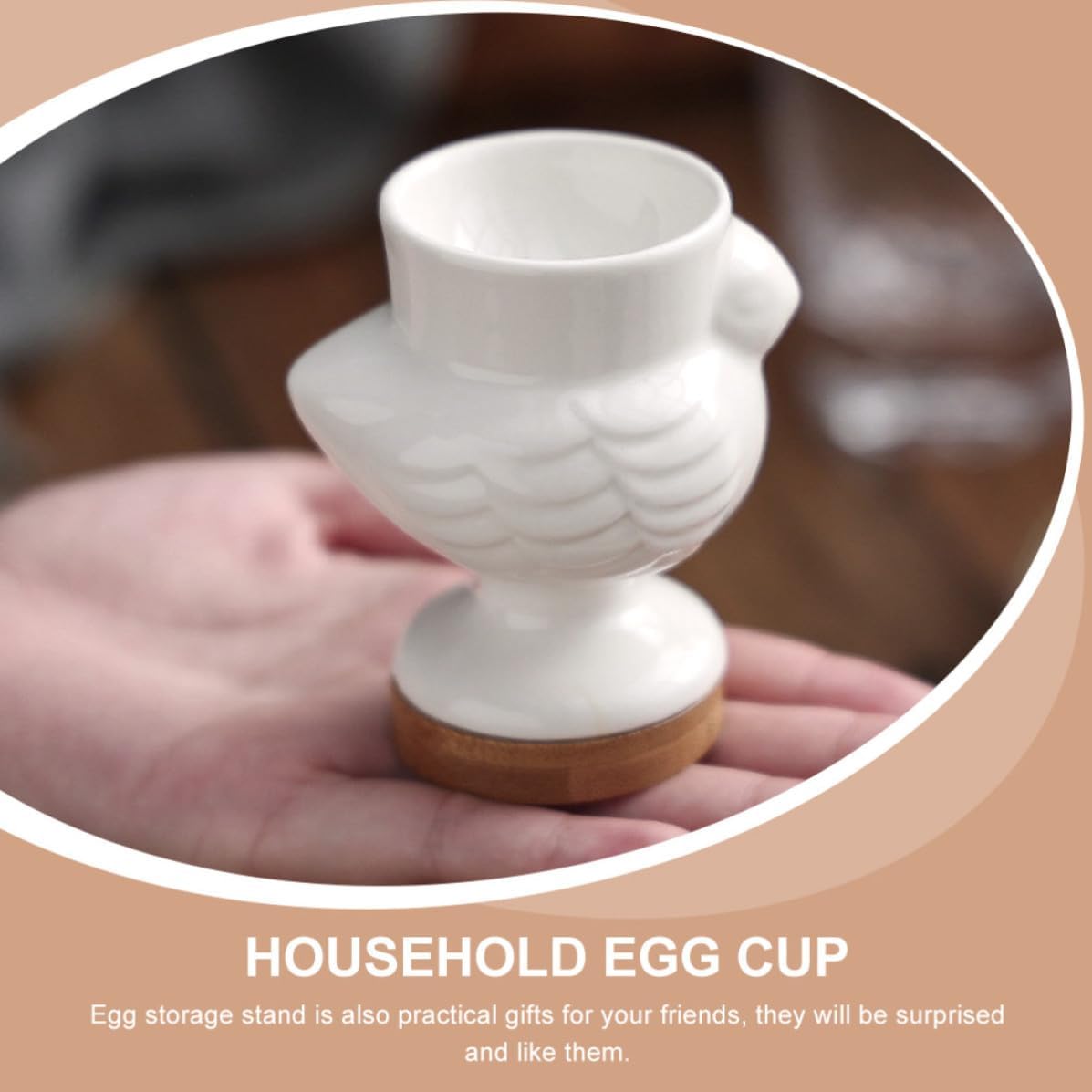 Ceramic Chick Egg Cup Holder with Base, White Dining Stand