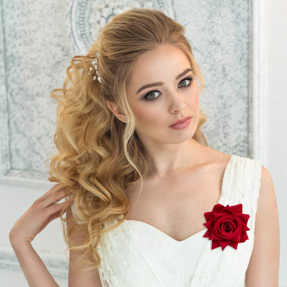 🛒 Crаzу Dеаlѕ FIOBEE 2.75 Rose Hair Clip Flower Hairpin Rose Brooch Floral Clips for Woman Girl Party Wedding Pack of 3