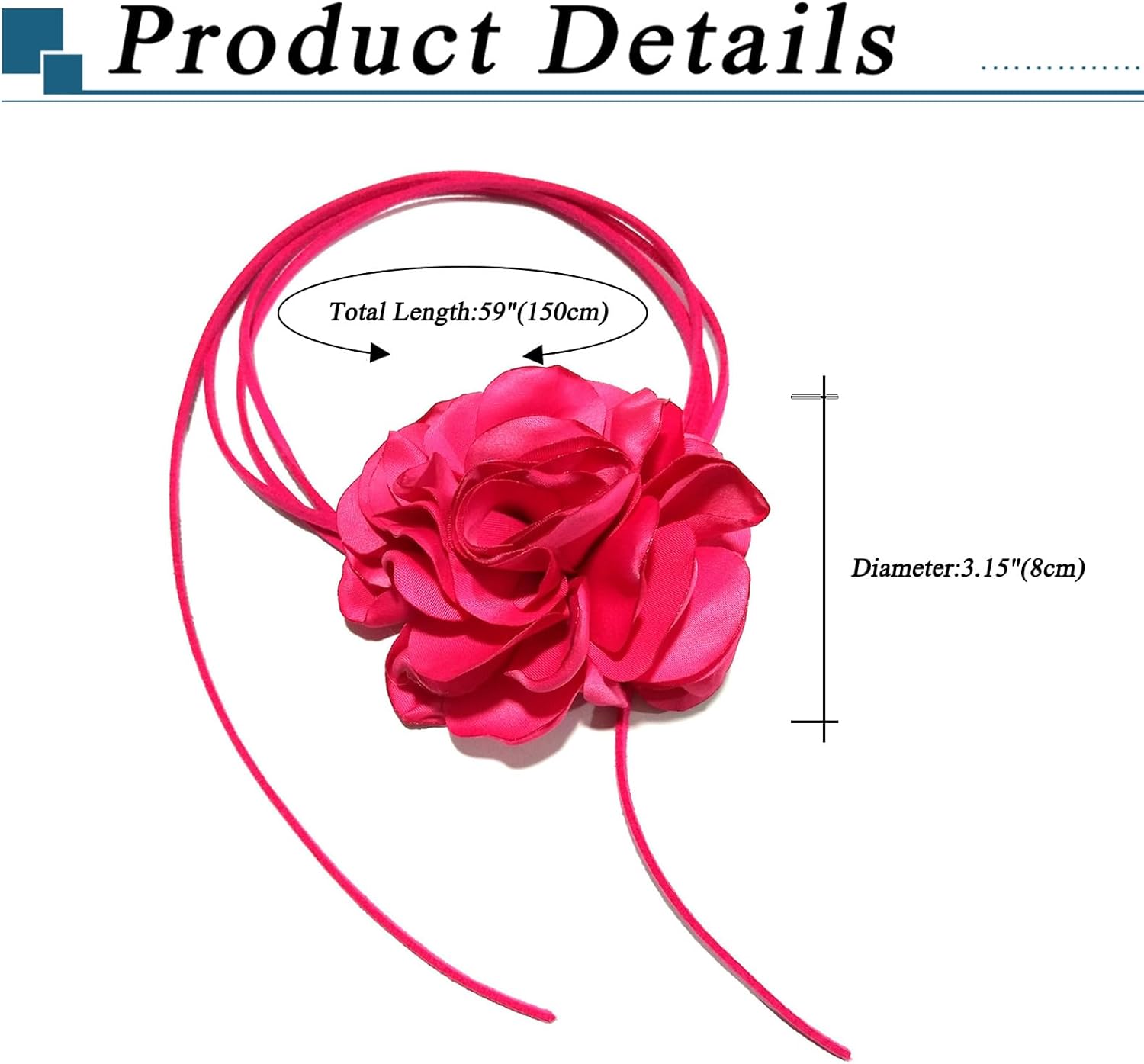 Pink Flower Choker for Women, Flower Necklace Big Camellia Lace Collar Necklace Valentines Christmas Wedding Party Jewerly - Hot Pink - Image 5