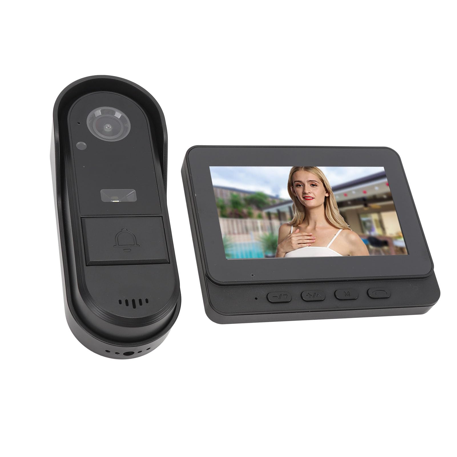 Tbest de Portero Automático con Vídeo Inalámbrico, Cámara 1080P, Pantalla de 4,3 Pulgadas, Resistente Al Agua para la Seguridad del Hogar