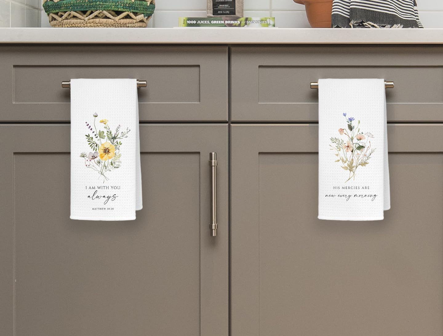 QODUNG Christian Bible Verse Kitchen Towels,16x24 Inch Set of 4,Absorbent Dishcloths Hand Towels Dish Towels for Kitchen Bathroom Dorm,Gifts for Christian Women Faith, Ts459 - Image 2