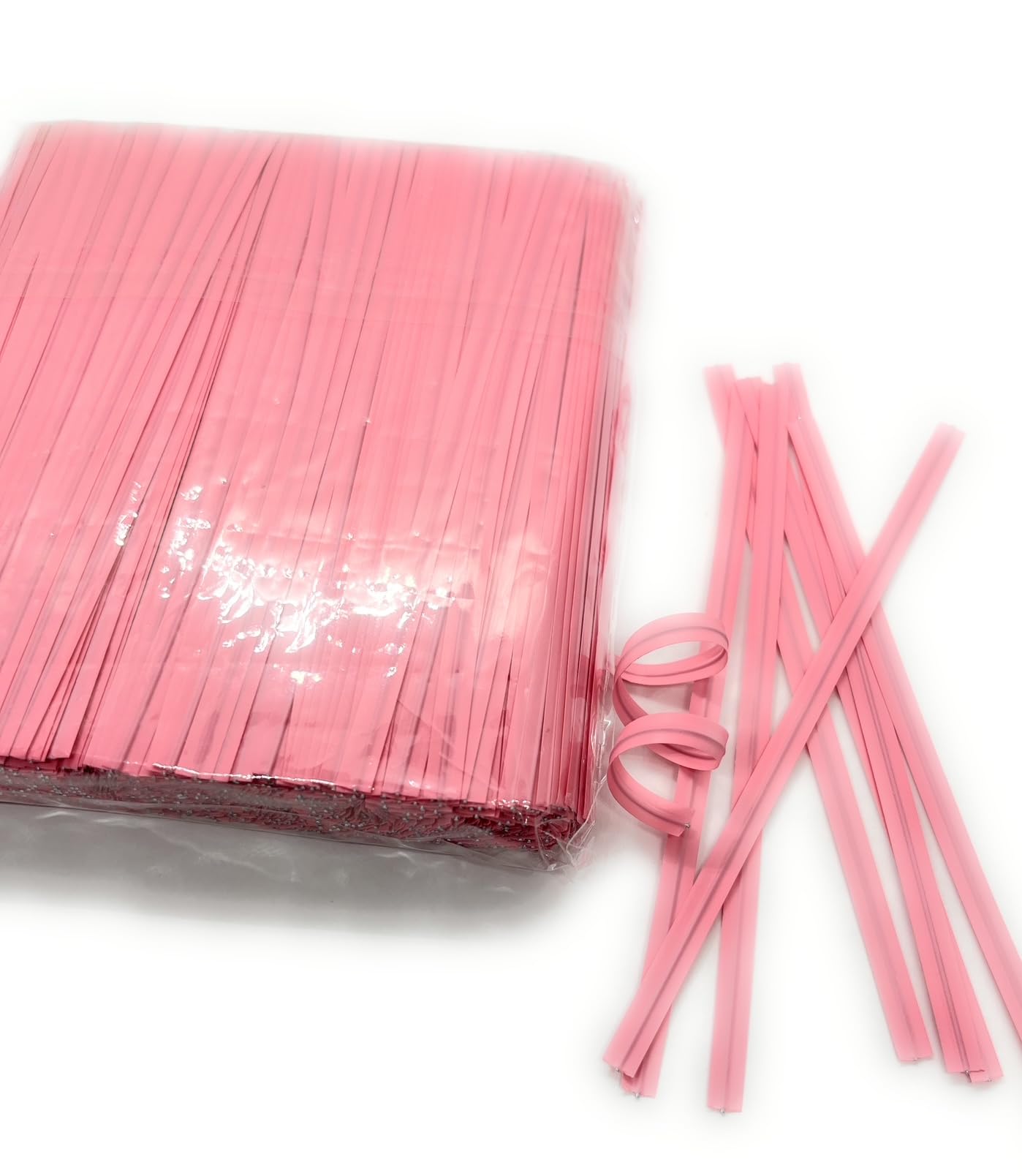1000pcs 4" LIGHT PINK twist ties foil twist ties for cello bags treat bags in birthday party wedding party