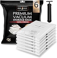 Vista 13 de GENIE SPACE Bolsas de almacenamiento al vacío XXL para ropa, ropa de cama y armarios, 43 x 35 pulgadas, herméticas, reutilizables y a prueba