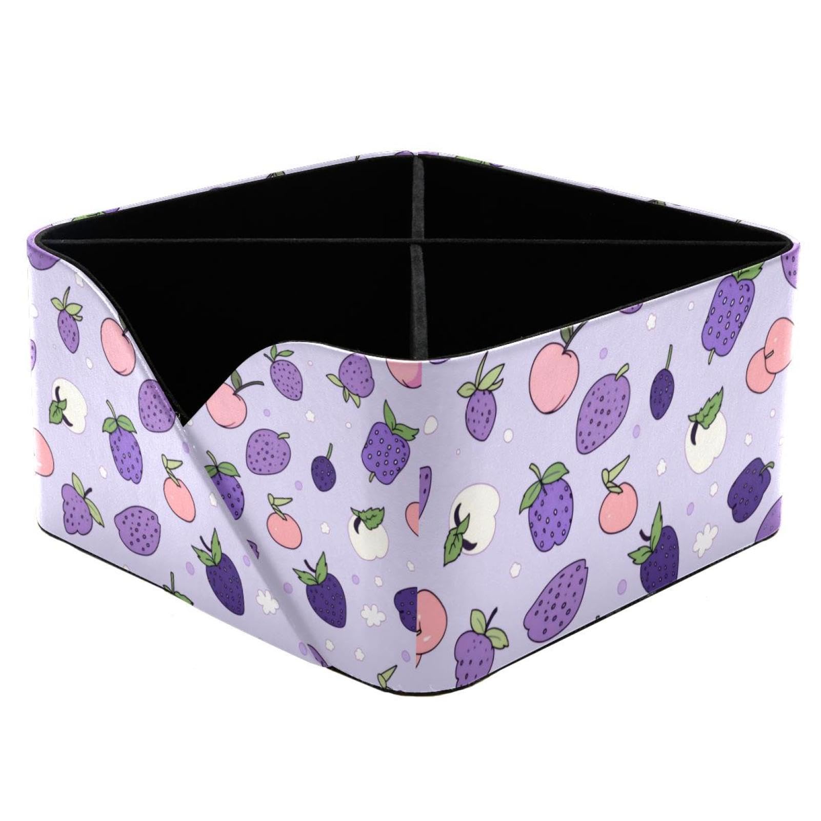 Organiseur de bureau pour enfant boîte de rangement rectangulaire motif fruit violet