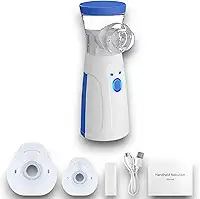 Nebulizador Mesh Portátil Ultrassônico Silencioso Bivolt com Máscara Adulto e Infantil - Inalador USB e Pilhas para Asma, Bronquite, Sinusite, Gripes, Resfriados e Hidratação das Vias Respiratórias