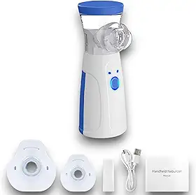 Nebulizador Mesh Portátil Ultrassônico Silencioso Bivolt com Máscara Adulto e Infantil - Inalador USB e Pilhas para Asma, Bronquite, Sinusite, Gripes, Resfriados e Hidratação das Vias Respiratórias