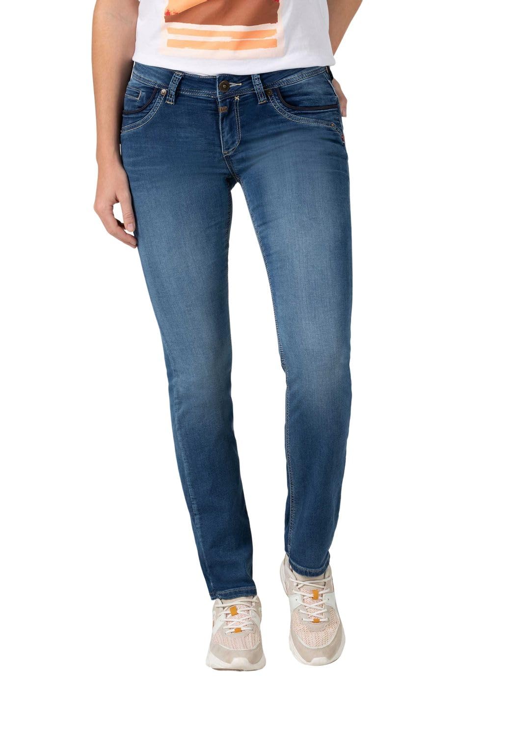Timezone Damen Jeans Slim TAHILA TZ - Mid Waist - Slim Fit - Blau W25-W33 Stretch