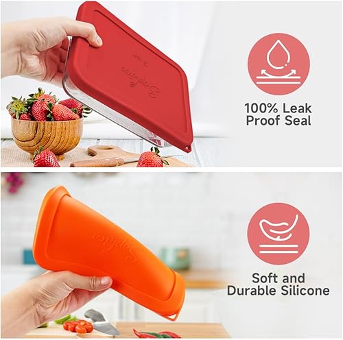 Miniatura 4 de Sophico - Tapas de repuesto de silicona para recipientes de almacenamiento rectangulares de 3 tazas para cuencos de vidrio Pyrex 7210-PC, recipiente