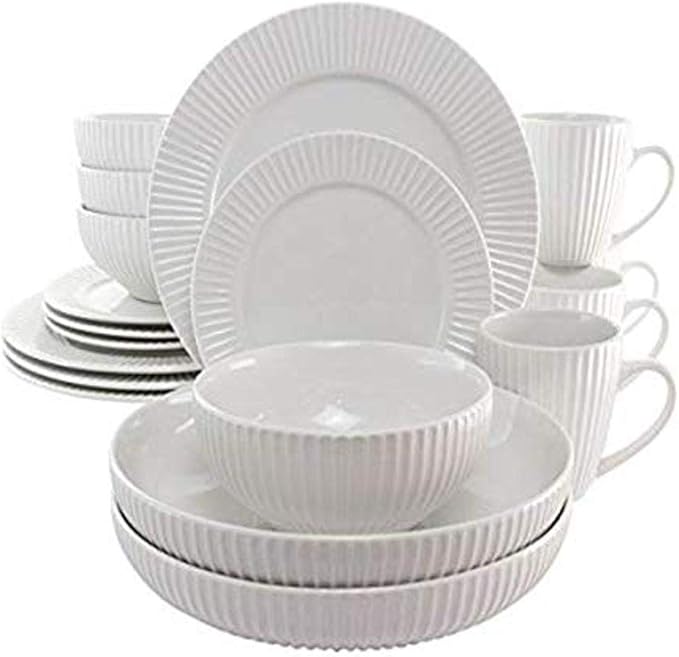 Elama Large Serving Bowls Dinnerware Set, 18 Piece, White