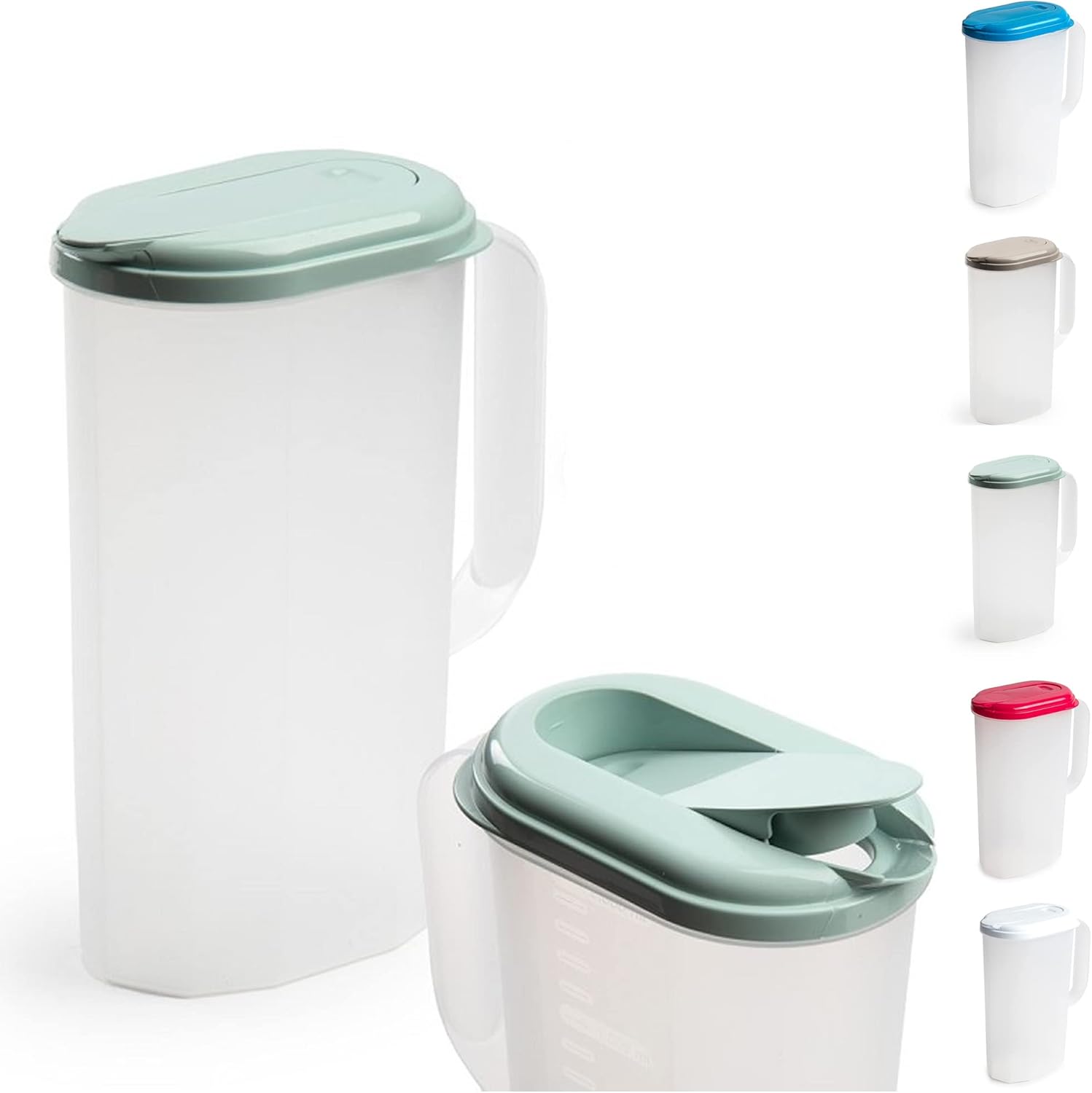 Plastic Slimline Fridge Jug with Lid Water Milk Juices Kitchen Home