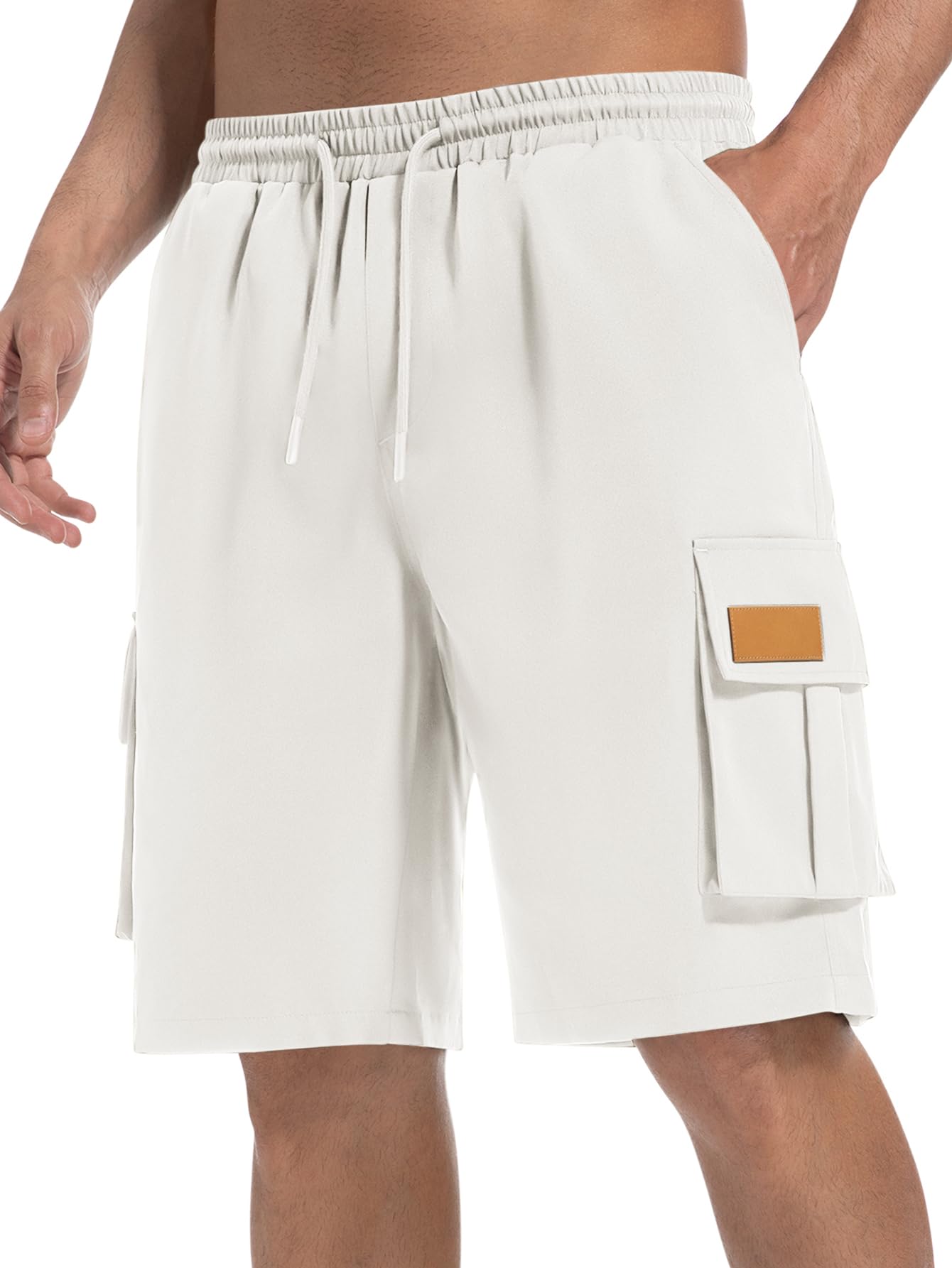 DOWMQ Men's Quick-Dry Cargo Shorts Elastic Waistband Wrinkle Resistant Lightweight for Hiking Work Travel Casual Shorts