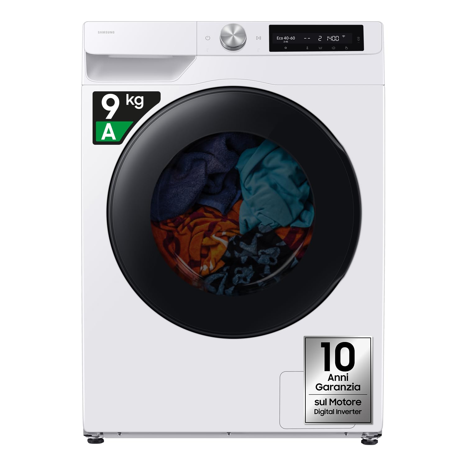 Samsung Lavasciuga AI Control EcoDosatore WD90HG6U94BE/U3 Libera installazione, 9/6 Kg, Wifi, Ecodosatore, Super Speed, Vapore, Carica Frontale, 60l x 85h x 69p cm