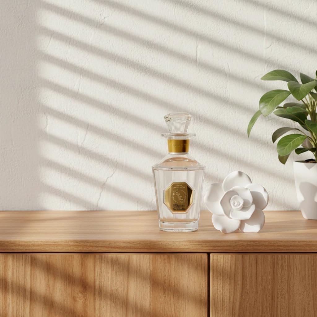 Reed Diffuser Set, Pretty Valley Home Diffuser Rose Petals Gypsum White Flower Oil 100Ml / 3.38fl OZ Gift Box for Bathroom Office Bathroom Living Room Decor (White Lotus)