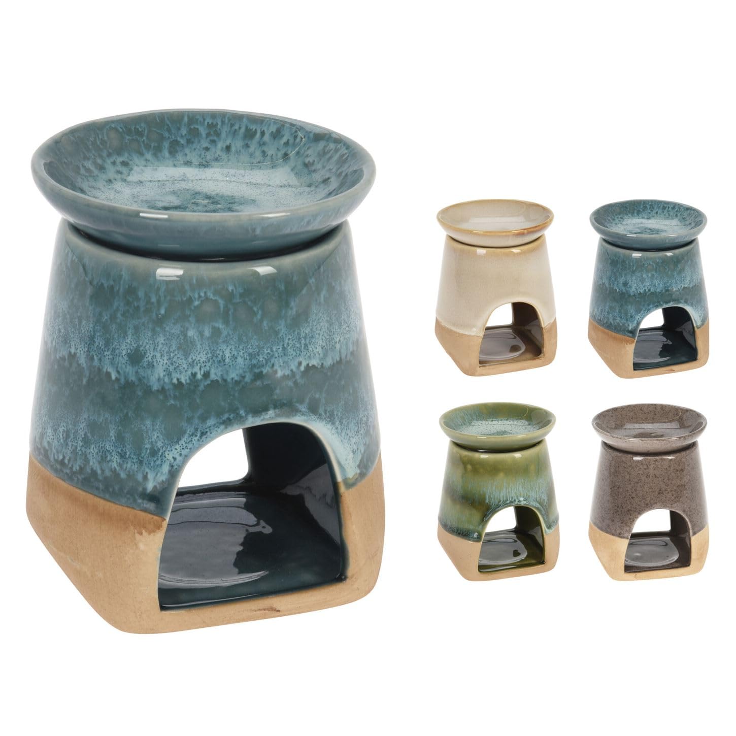 Carousel Home Ceramic Oil Burner | Tea Light Wax Melt Burner | Elegant Wax Melt & Essential Oil Warmer in Assorted Colours - One Supplied