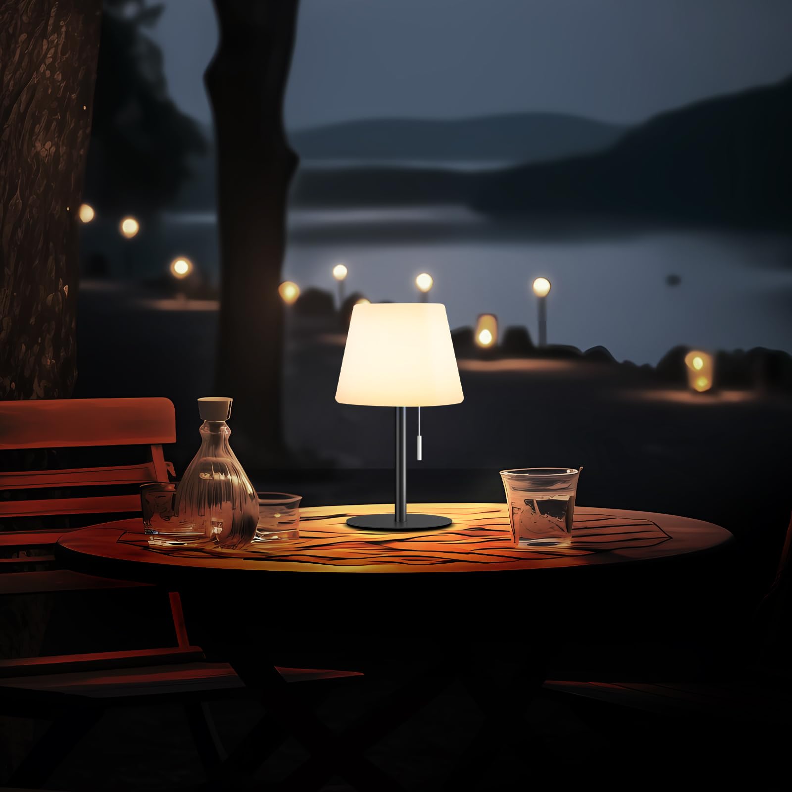Lampada Da Tavolo Per Esterni Lampada Da Giardino A LED Ricaricabile Usb In Bambu Plastica Verde Opale 15w 80lm Bianco Caldo Dxh 15x28 Cm 85714203