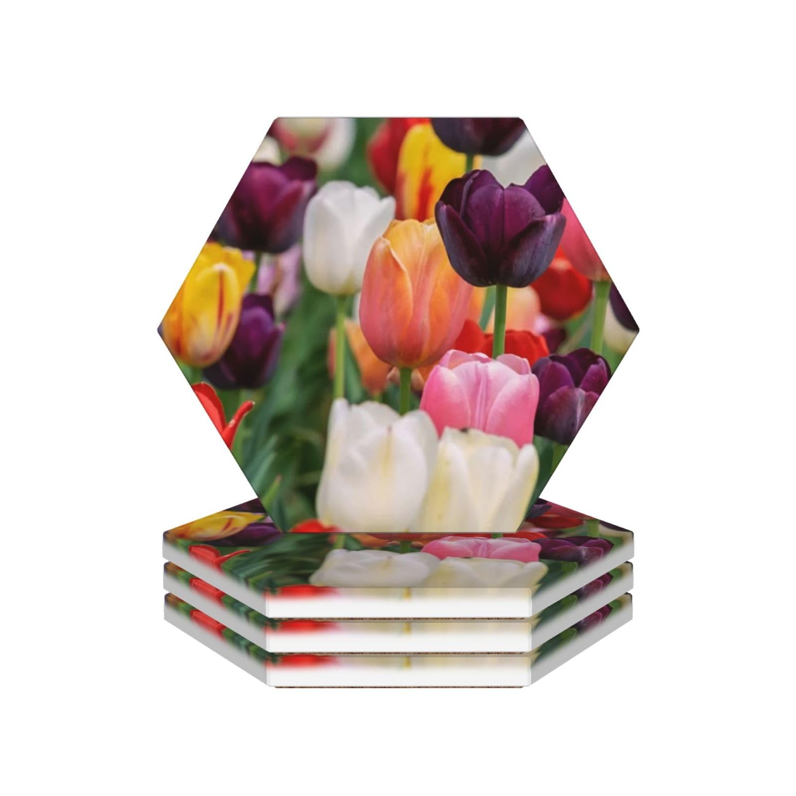 Dessous de verre en céramique tulipes absorbant pour tasse et verre