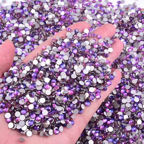 Image of 1440Pieces SS6 /1.9-2mm Flat Back Crystal Rhinestones Round Gems for Nail Art,Purple Velvet