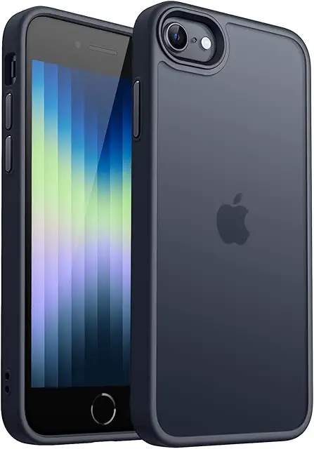CANSHN Coque Mat Antichoc Compatible iPhone SE 3/2/8/7 - Noir