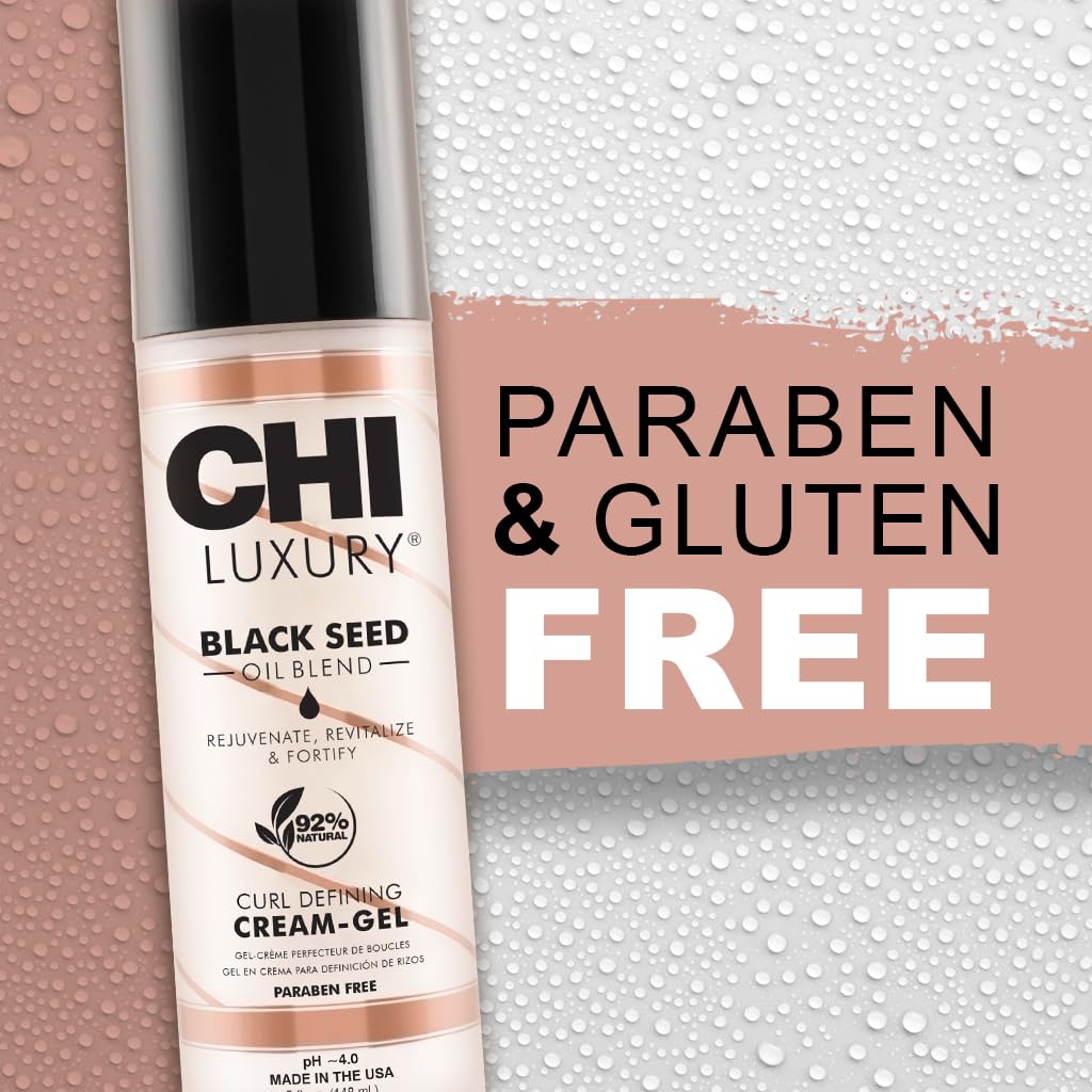 CHI Luxury Black Seed Oil Curl Defining Cream Gel, Defines Curl, Controls Frizz & Strengthens Hair For Shine, Sulfate, Paraben & Gluten-Free, 5 Oz - Image 6