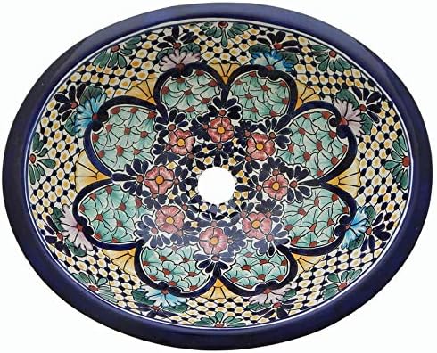 Talavera Mexican Handmade Hand Painted Bathroom Sink MEDIUM # 27