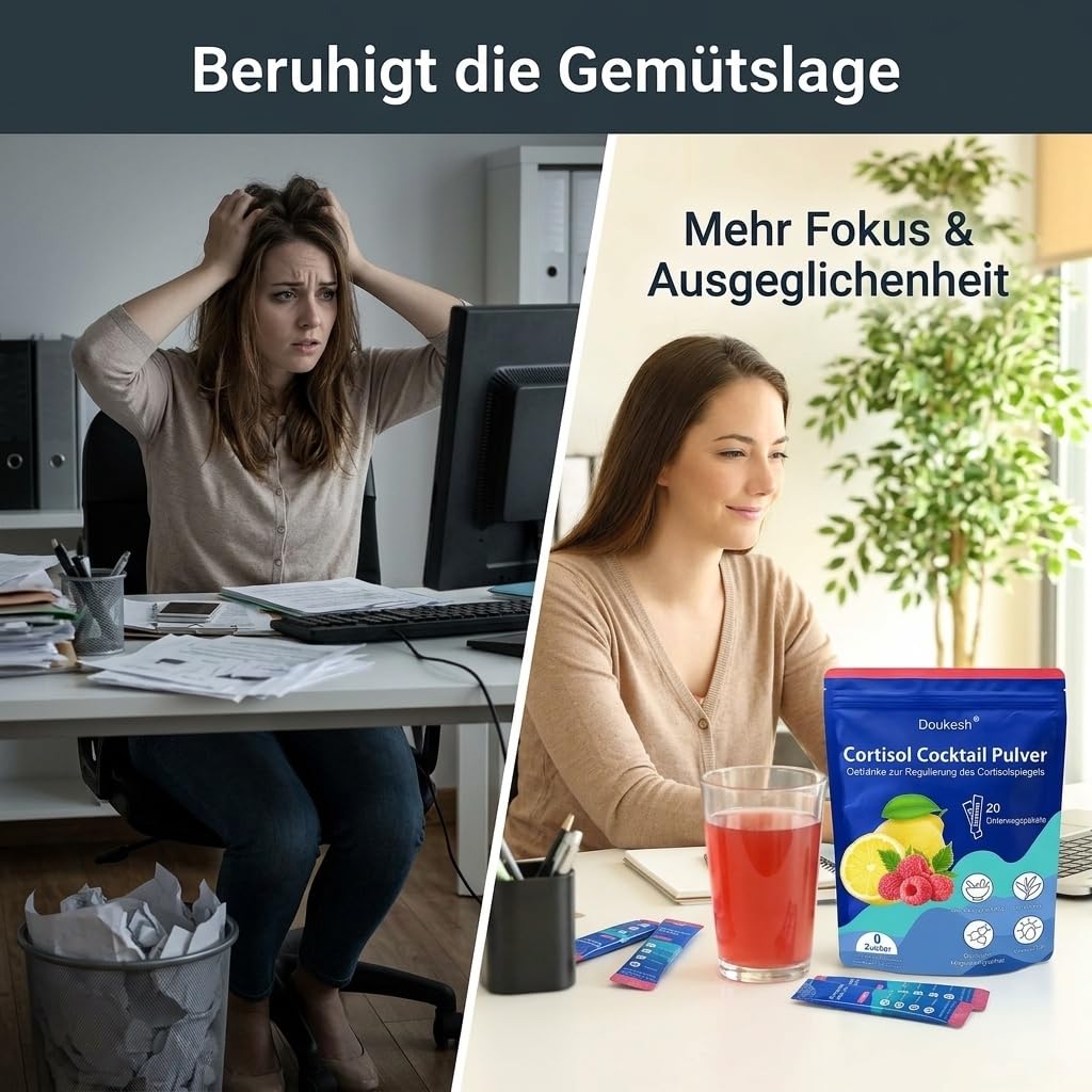 Cortisol Cocktail Pulver 60 Stück Cortisol Senken Abnehmen Entspannt Bleiben für Damen Herren