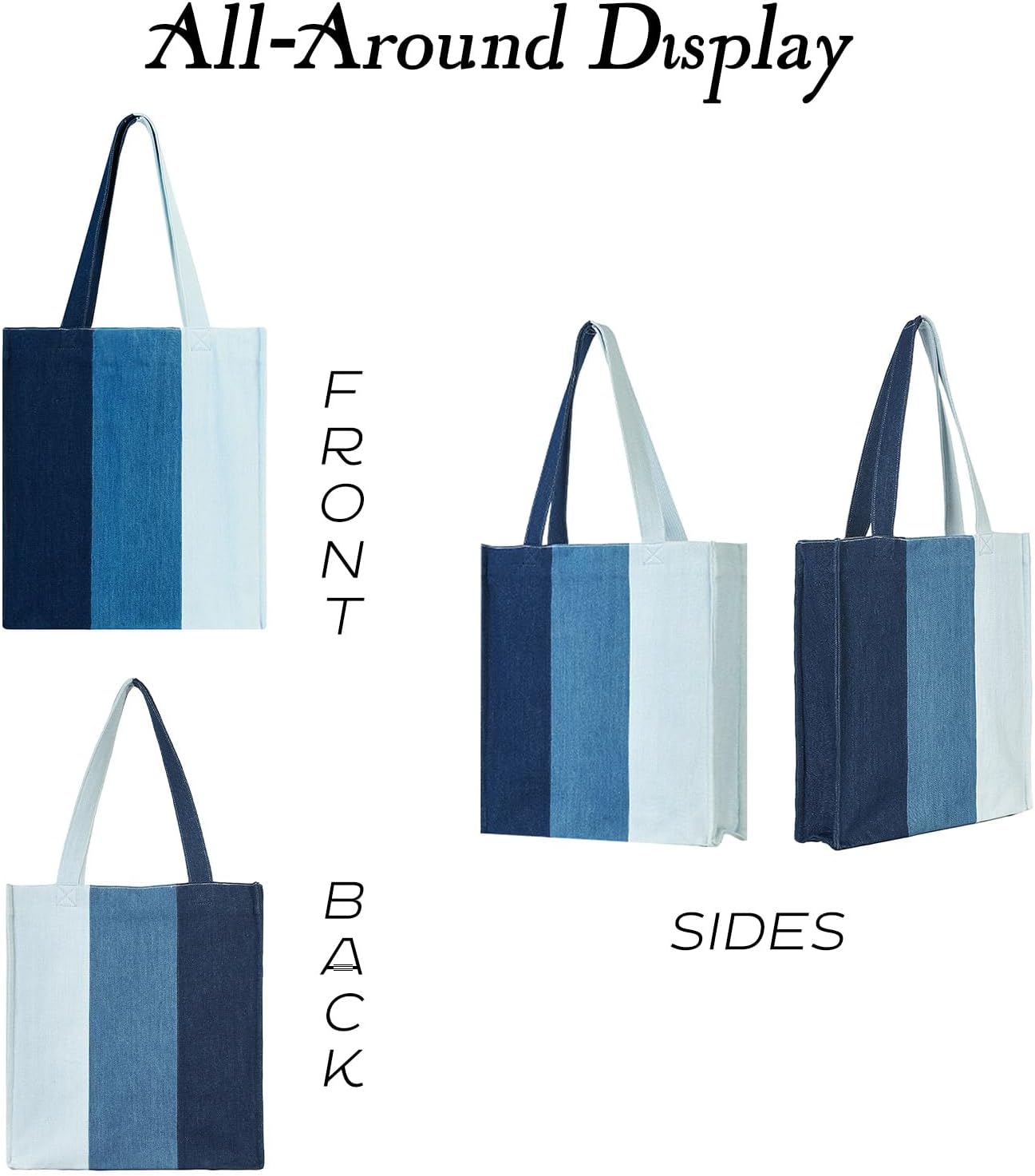 Aesthetic Premium Colorblock Designer Shoulder Bag | Niche Lightweight Foldable Large Denim Tote Bag with Zipper pockets Exquisite Packaging Spring’s Melody