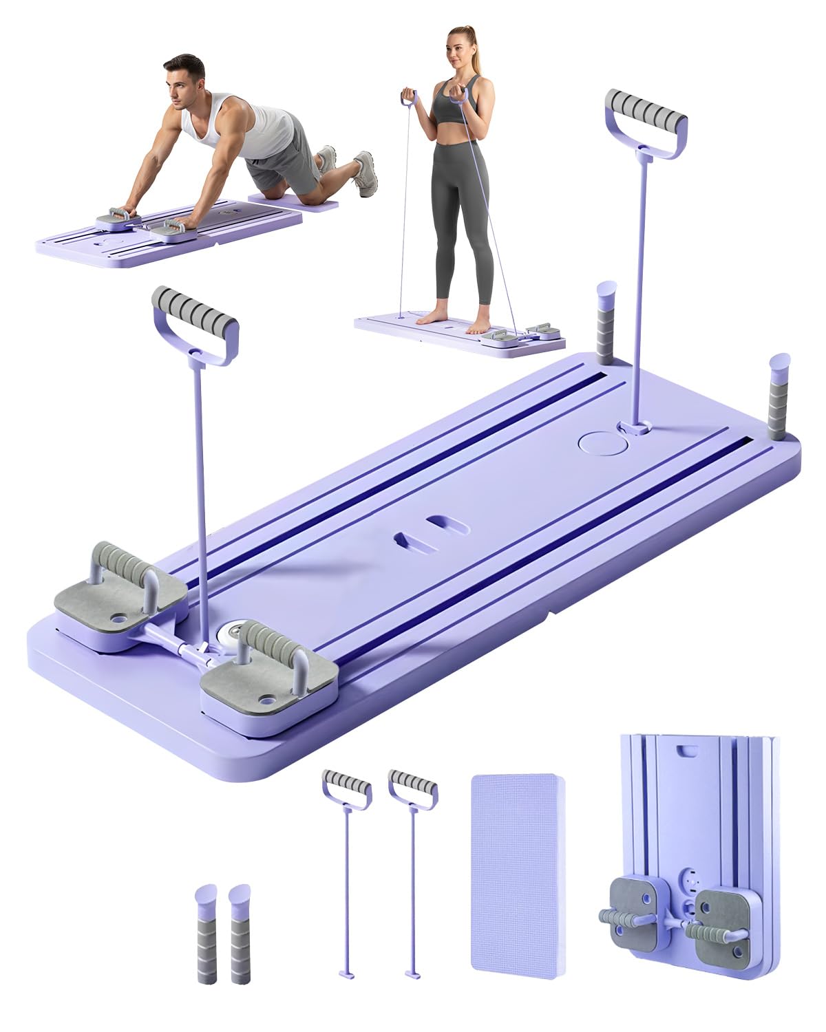 Machine Pilate Maison, Planche de Pilates Reformer Polyvalente et Pliable avec Affichage LED, Appareil de Pilates Tout-en-Un pour Abdominaux, Core et Entraînement Musculaire Complet à Domicile