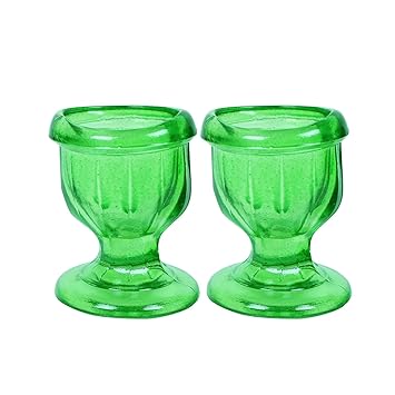 GoodsHealthShop Glass Eye Wash Cup for Keep Your Eyes Clean and Healthy | Soothing Relief from Allergens, Irritants, Makeup, Dust, Dry Eyes | Eye Shaped Rim, Snug Fit Set of 2 (Green)