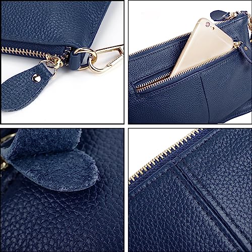 Image of YALUXE Genuine Leather Wristlet Handbags Purses Cell Phone Pocket Clutch Wallet Crossbody Bags for Women