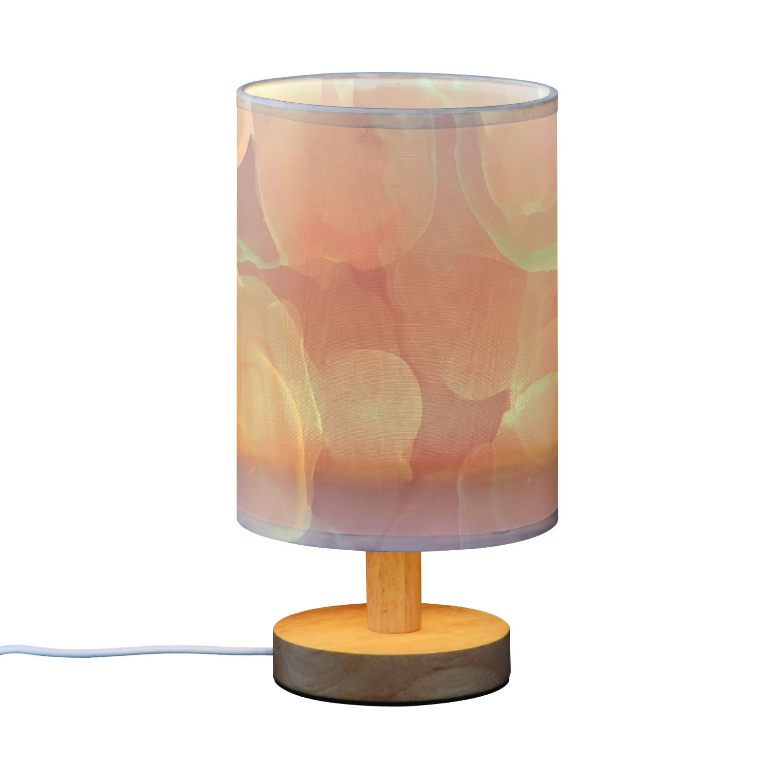 Multicolor Clouds Table Lamp for Bedroom, Bedside Desk Lamps with USB Port, Bulingling Wood Base LED Bed Light for Read, Sleep, Date, Work