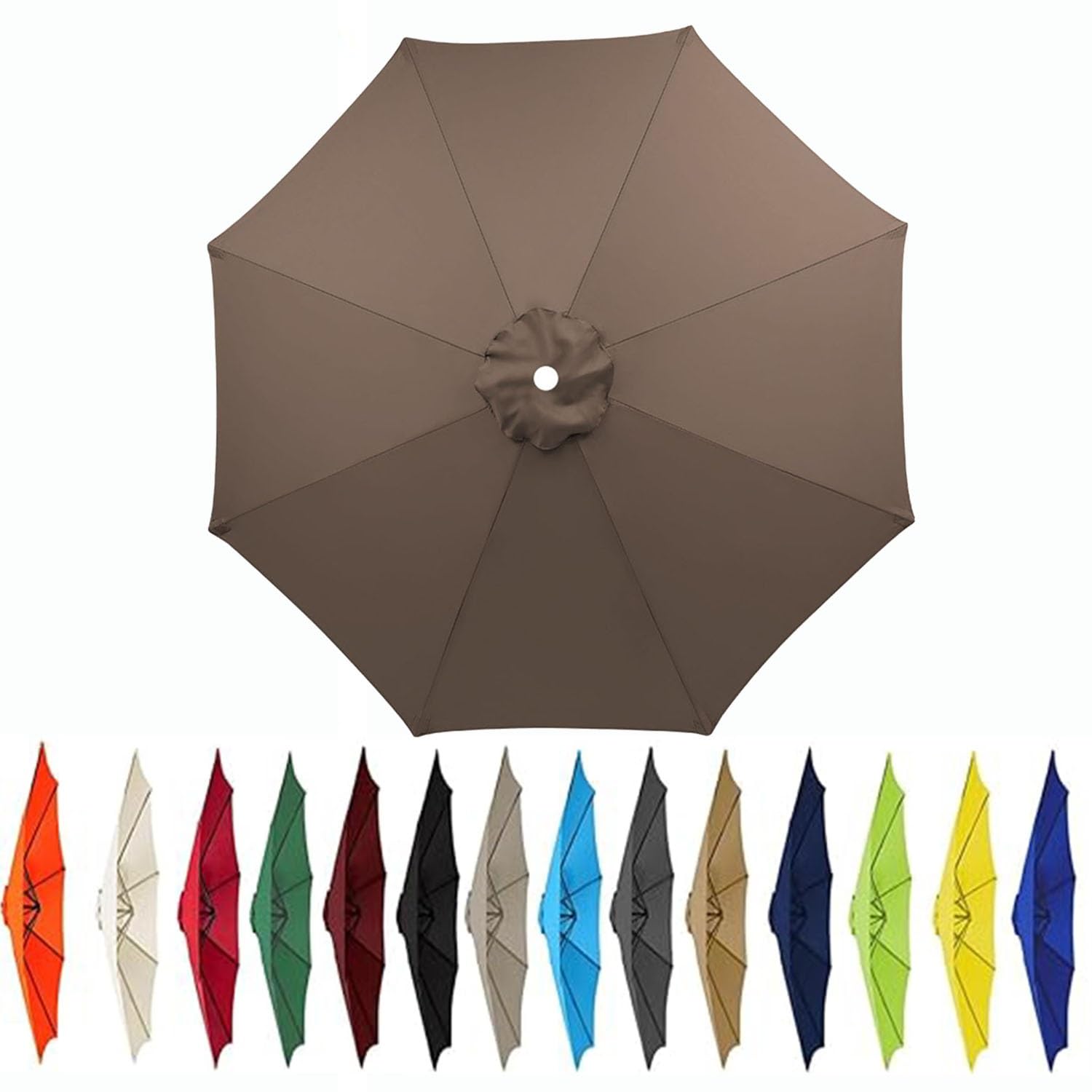 JORTUIO Outdoor Patio Umbrella Replacement Canopy,6 Ribs/8 Ribs Umbrella Canopy Cover, Protective Replacement Parasol Fabric Standby Cover,Canopy Only(Color 11,8.2ft(2.5m)/6ribs)