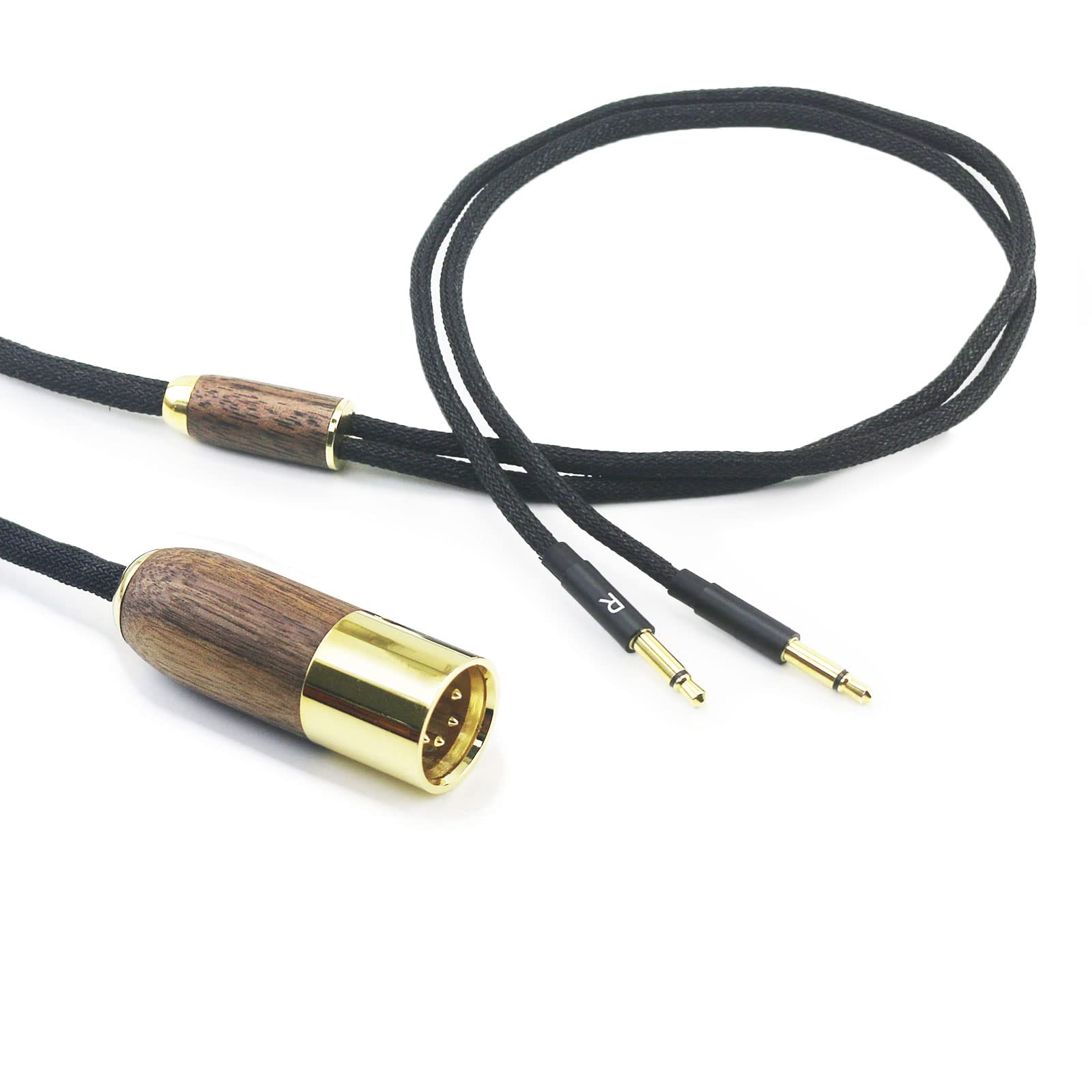 4 pin XLR bilanciato maschio 6N OCC rame singolo cristallo placcato argento cavo XLR 4 pin bilanciato compatibile con Meze 99 Classics, per cuffie Meze 99 Neo guscio in legno di noce