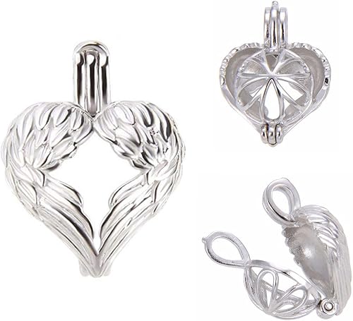 Adabele - Auténtica plata de ley 925 con alas de ángel y corazón, joyería hipoalergénica, resistente al deslustre, para colgante de cuentas de 0.23