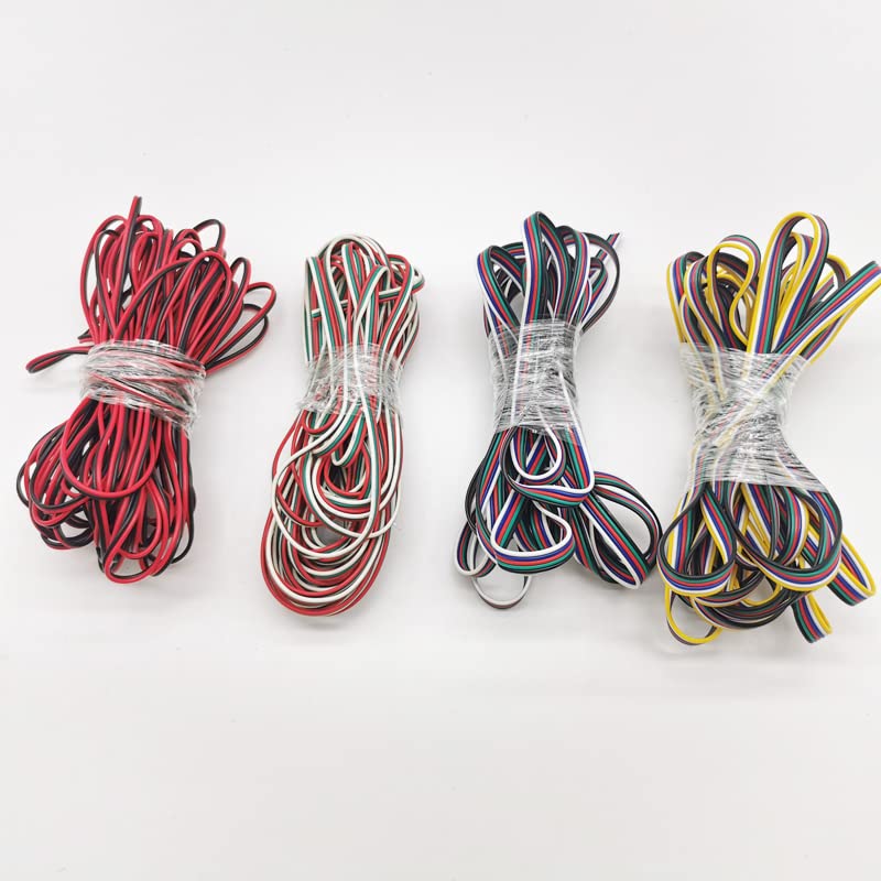 Hot 2Pin 3Pin 4Pin 5Pin 6Pin 22AWG Electric Extension Wire Cable Connector for 5050 2835 RGB RGBW RGBWW RGBCCT LED Strip Light - (Color: 5Pin, Package: 20m)
