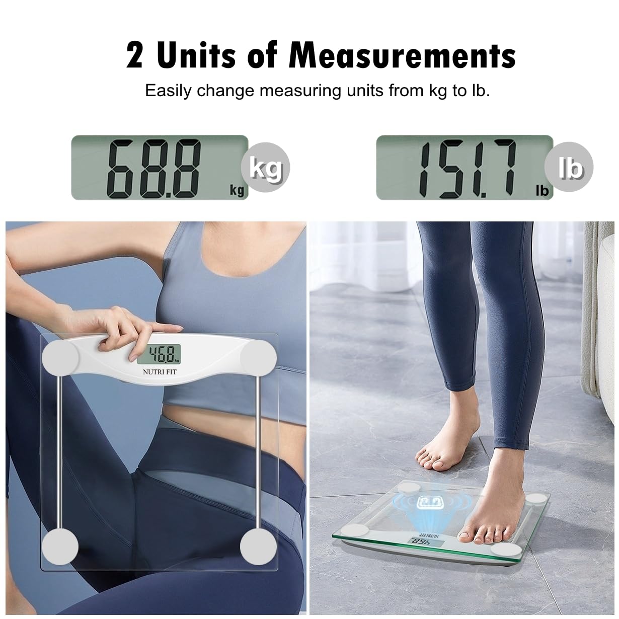 NUTRI FIT Digital Bathroom Scale for Body Weight Loss, Precision Weighing, High Accuracy, 330 lbs Capacity, Step-on Technology with AAA Batteries, Birthday Gifts, Bright White - Image 6