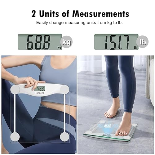 Miniatura 6 de NUTRI FIT Báscula digital de baño para pérdida de peso corporal, pesaje de precisión, alta precisión, capacidad de 330 libras, tecnología Step-on
