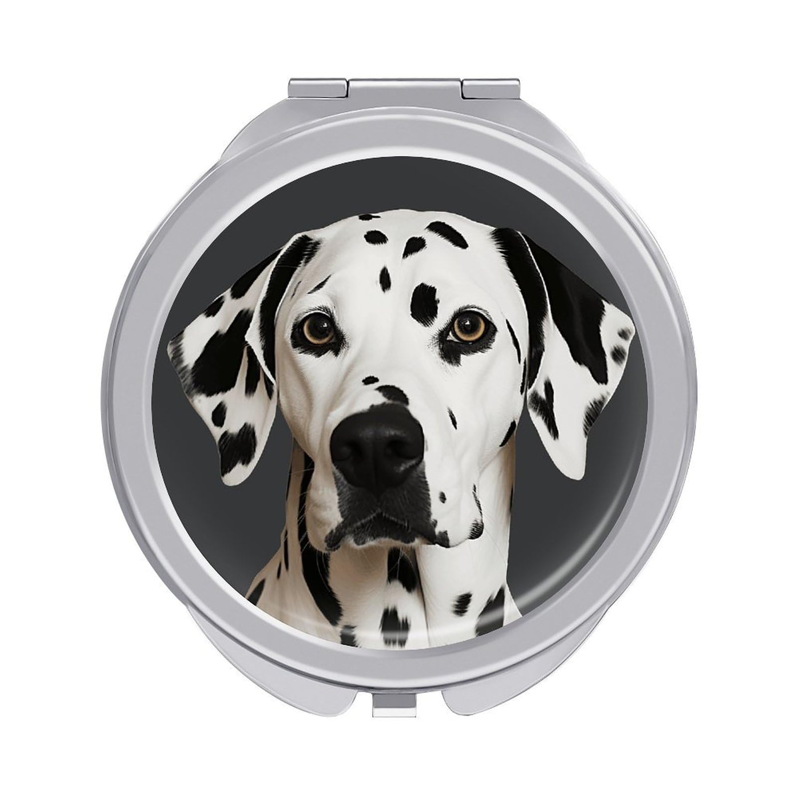 VstaDank Dalmatian Travel Makeup Mirrors Exquisite Double-Sided 2X/1X Magnifying Folding Pocket Mirror Portable Round Handheld Mirror Mini Compact Mirrors for Outdoor Home