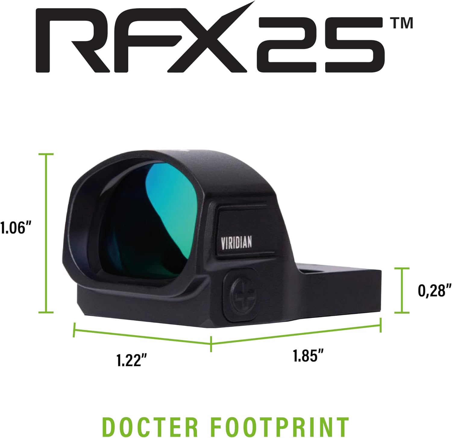 Viridian RFX25 Green Dot Reflex Sight, 3 MOA, Docter/FastFire/Venom Mounting, Handgun Sight with Aluminum Housing, Featuring Instant-On, Black