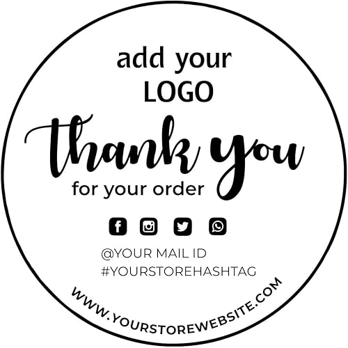 Sello de tinta de goma con texto en inglés "Thank You Note" – Sello de vendedor en línea con identificación de correo electrónico, sitio web,