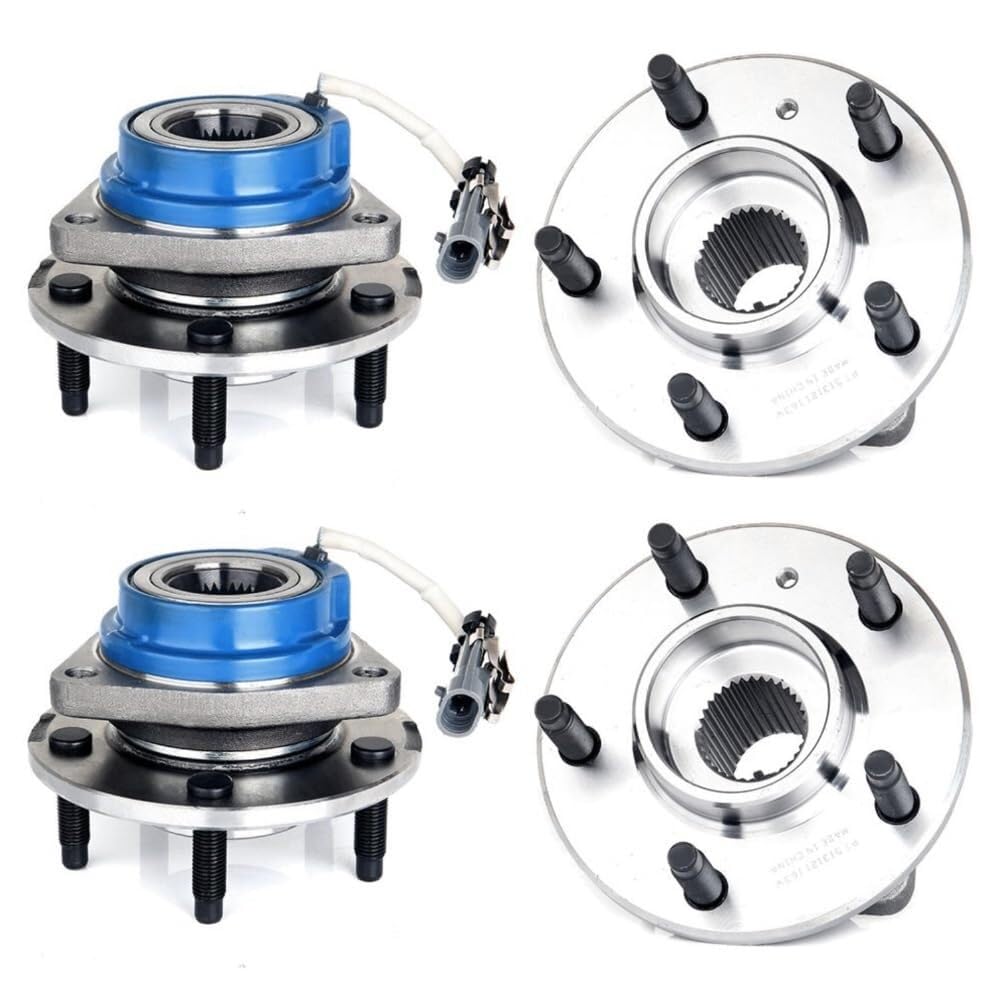 4 pezzi mozzo ruota e gruppo cuscinetto anteriore posteriore sinistro conducente destro lato passeggero acciaio lucido protetto con sensore ABS 5 alette for Park Avenue 1997-2005, for Impala 2000-2013