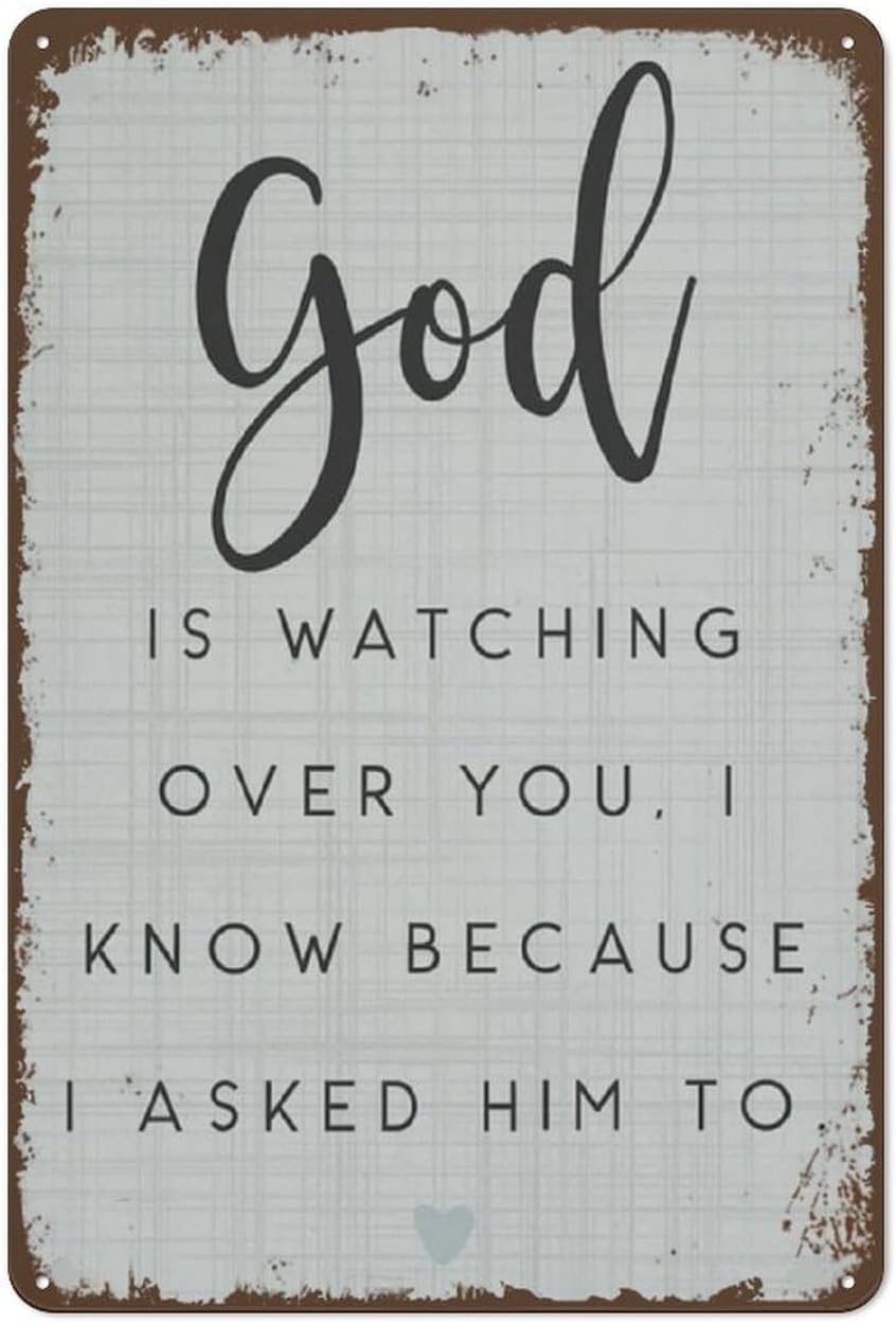 Kwqdozf As Pic 08 8X12 Inch Vintage Tin Sign God Is Watching Over You Sign For Home Living Ro