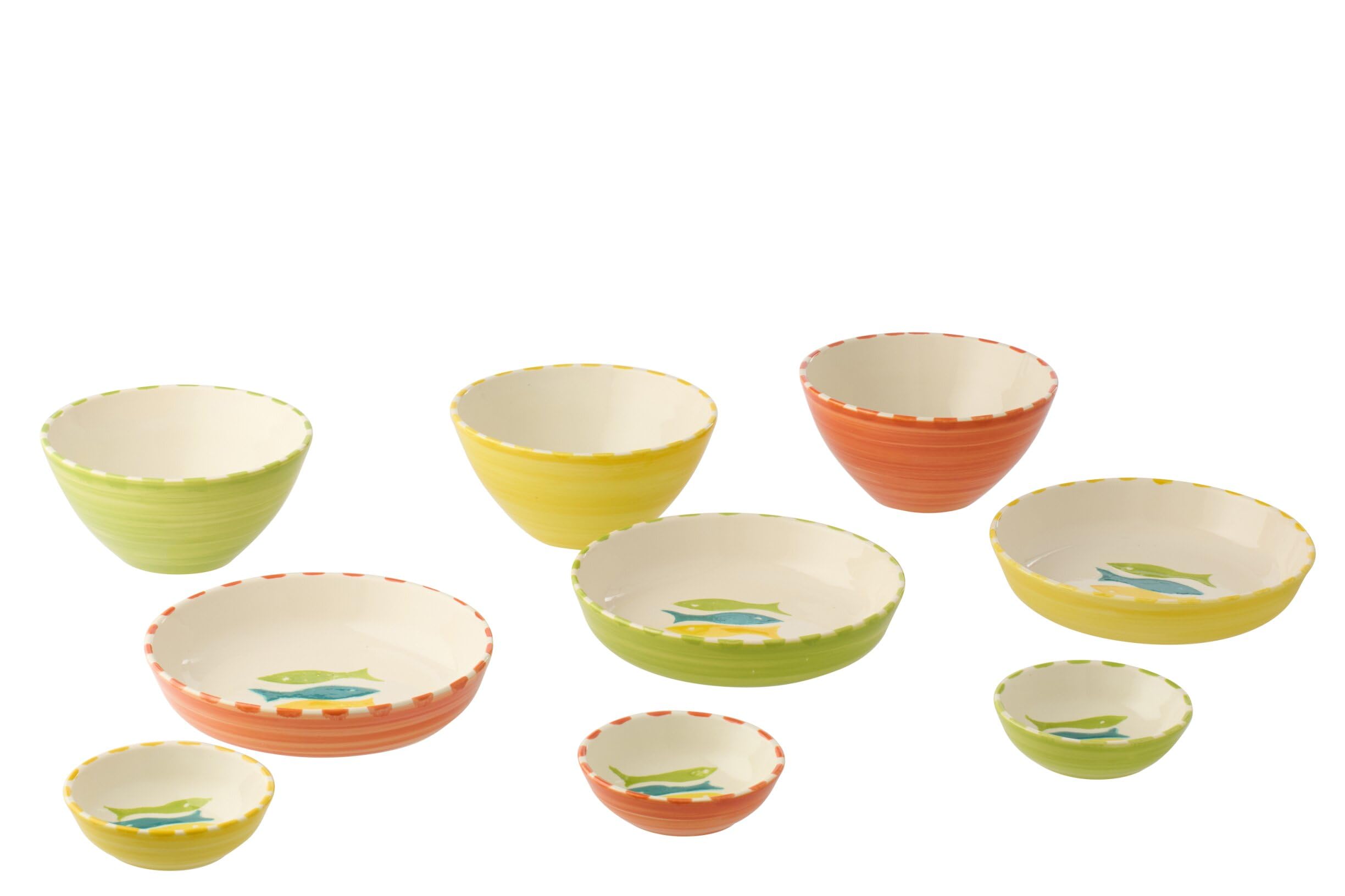 J-Line Fisch-Schüssel - Keramik - mehrfarbig - Medium - 3er-Set