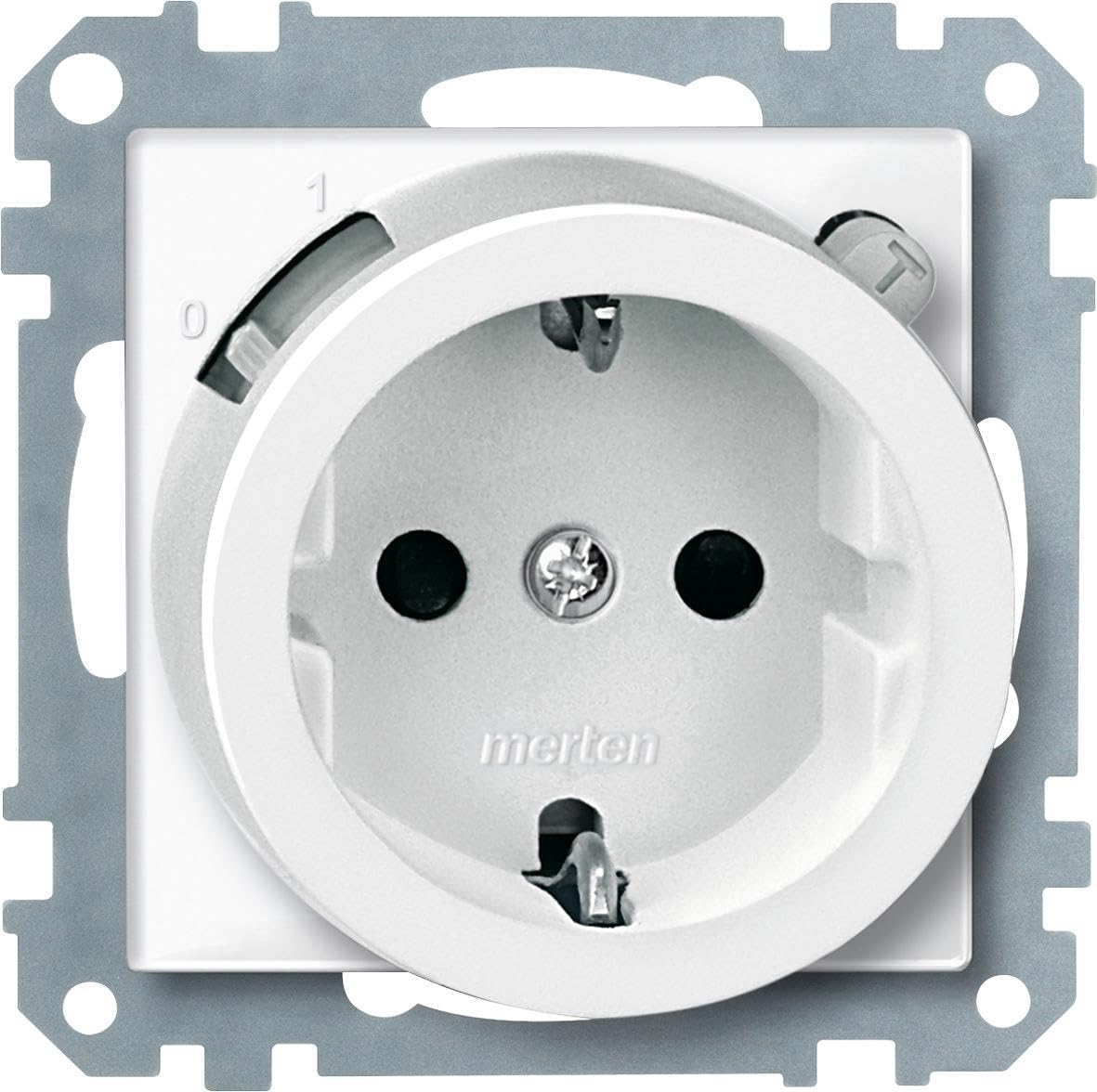 Schneider Electric Merten FI-Schuko-Steckdosen-Einsatz, 233819 | Mit Berührungsschutz, System M, 2-polig+E, polarweiss glänzend