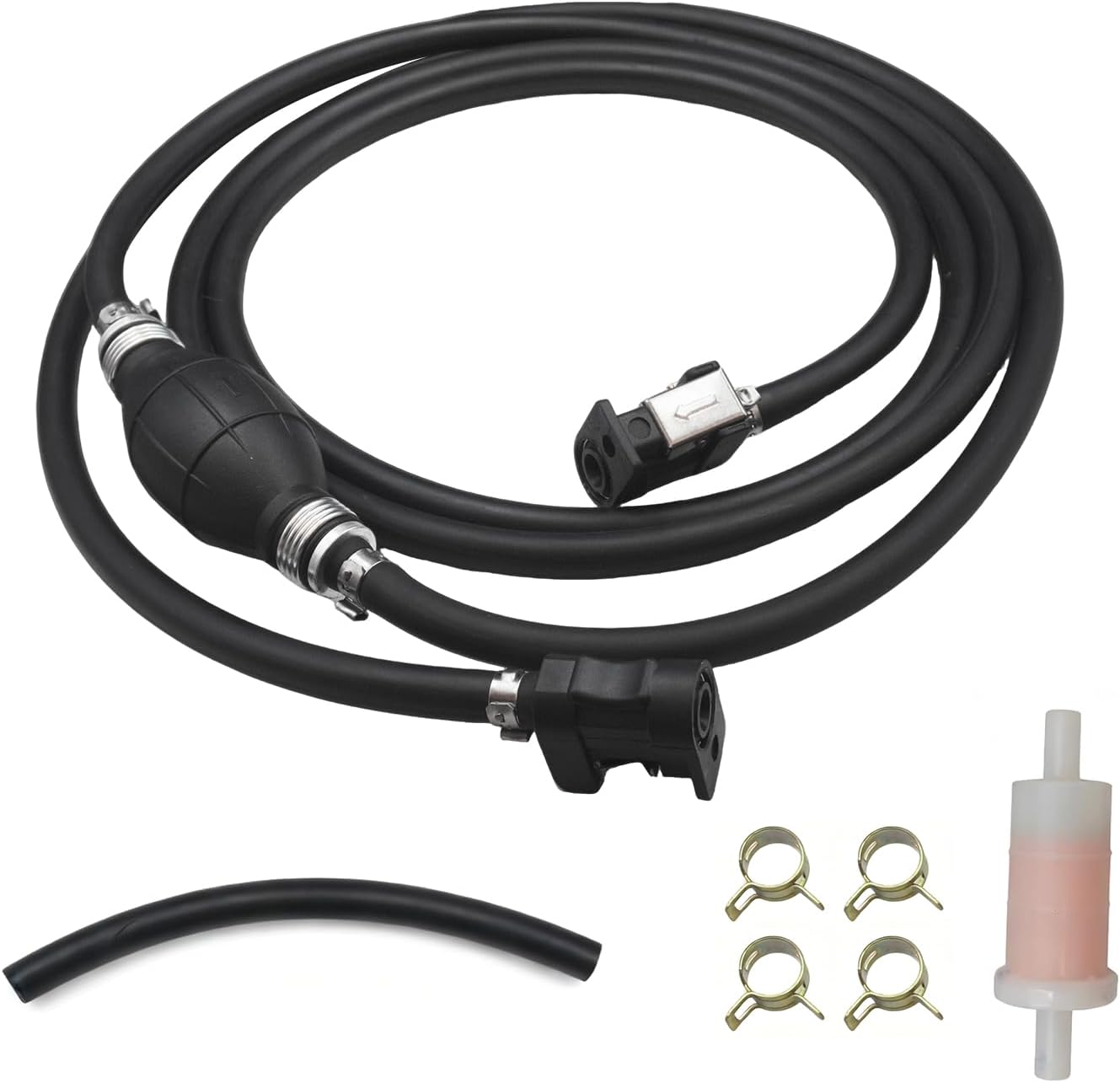 Outboard Fuel Line Hose Kit 32-858104K08 5/16" 10 Ft Replacement for Yamaha Marine Johnson Mercury Outboard 4 hp-200 hp with Primer Bulb Tank Quick Female Connector 35-816296-4 Fuel Filter