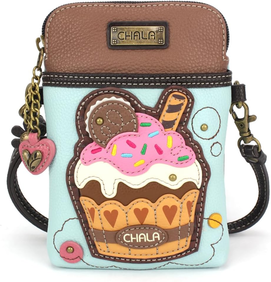 CHALA Foodie Collection Cell Phone Crossbody Purse-Women PU Leather/Canvas Multicolor Handbag with Adjustable Strap
