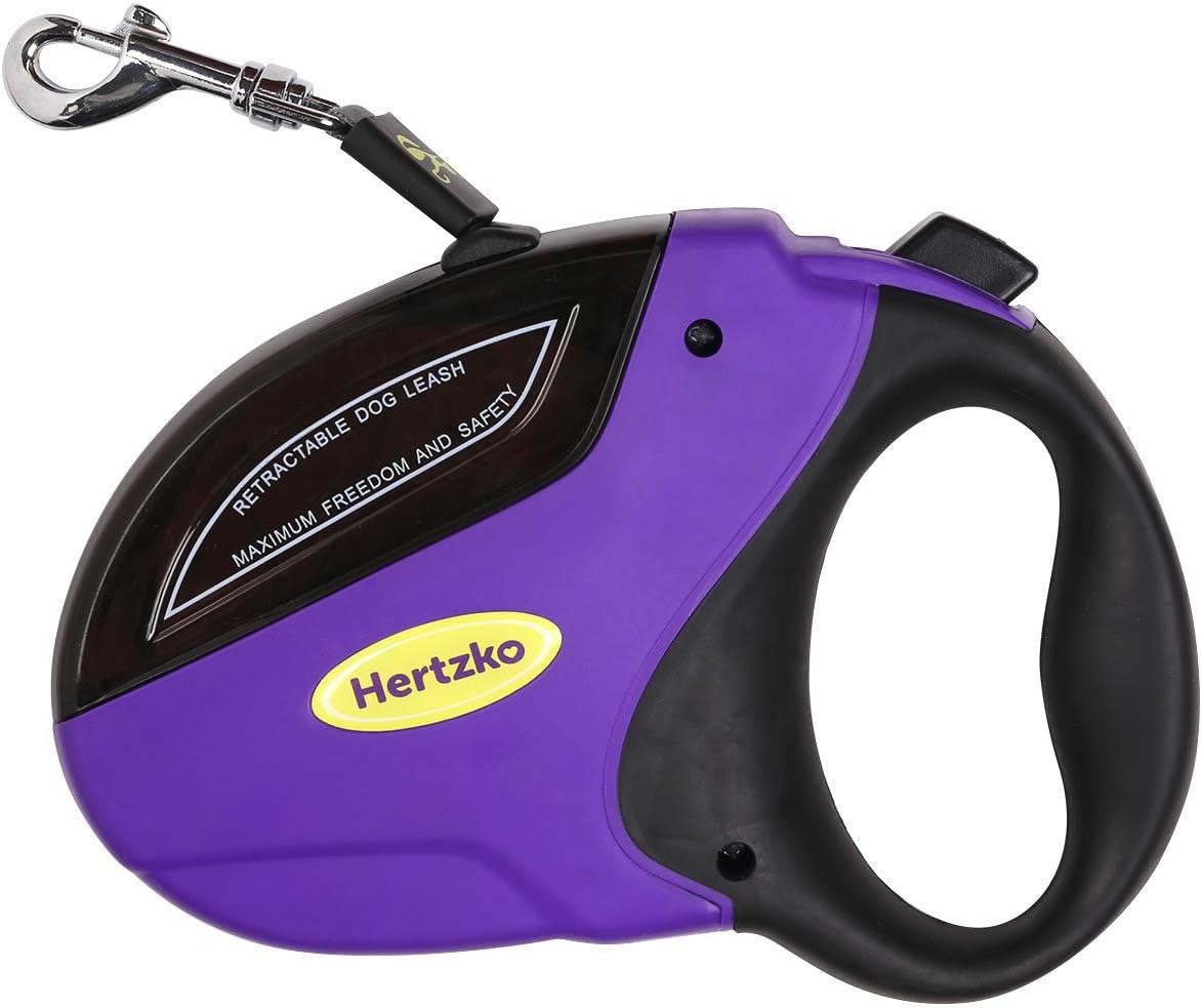 Hertzko Heavy Duty Retractable Dog Leash By Great for Small, Medium & Large Dogs up to 110lbs - Strong Nylon Ribbon Extends 16ft