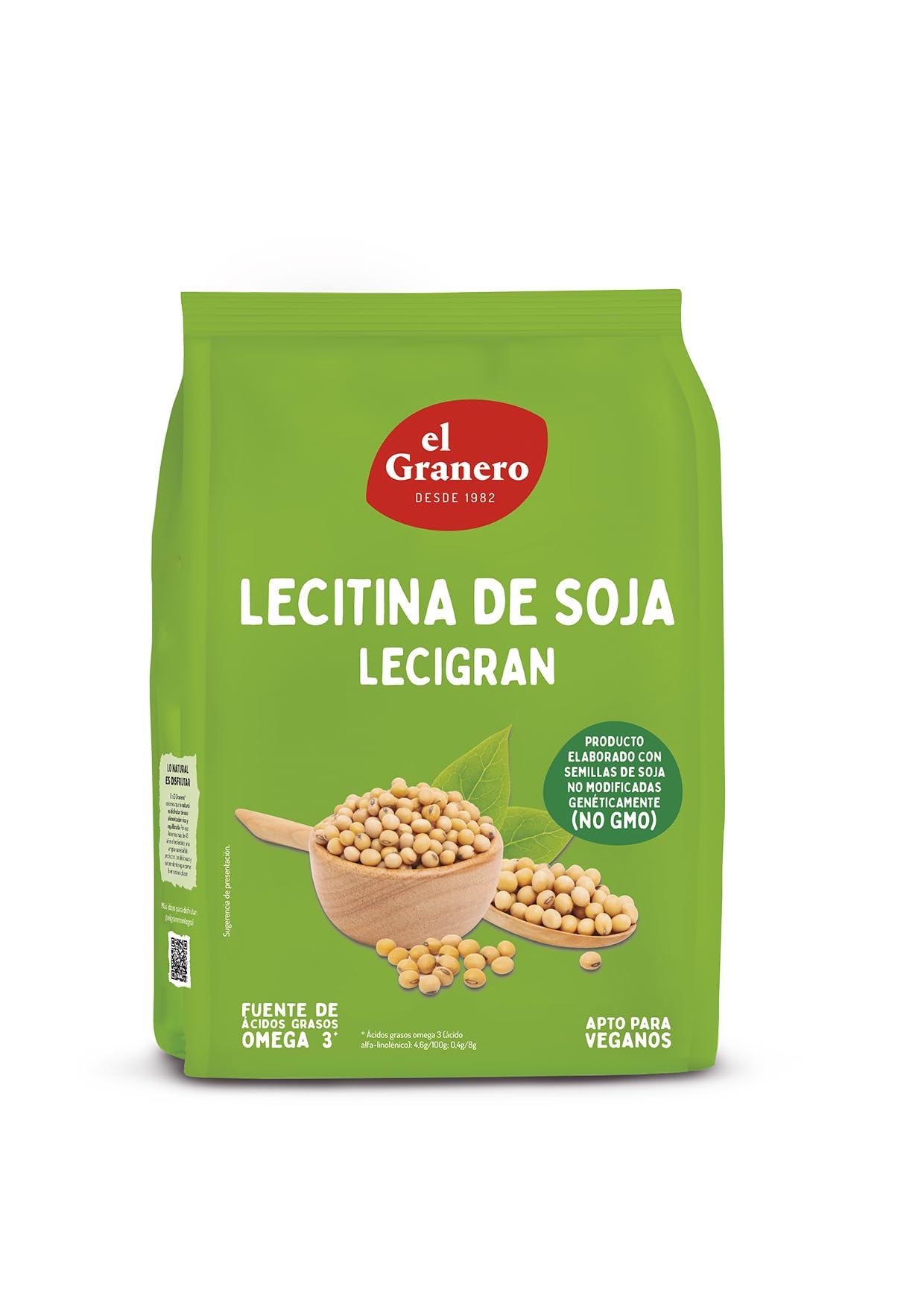 El Granero Integral - Lecigran, Lectina de Soja - 500 g - Rico en Vitaminas y Minerales - Favorece el Tránsito Intestinal - Beneficiosa para la Circulación Arterial - No GM - Apta para Veganos