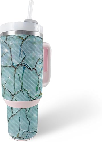 Miniatura 8 de MightySkins - Skin de fibra de carbono compatible con el vaso Stanley The Quencher H2.0 FlowState de 40 onzas, verde CBD, acabado de fibra de